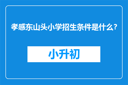 孝感东山头小学招生条件是什么？