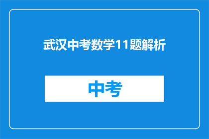 武汉中考数学11题解析