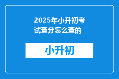 2025年小升初考试查分怎么查的