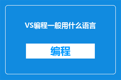 VS编程一般用什么语言
