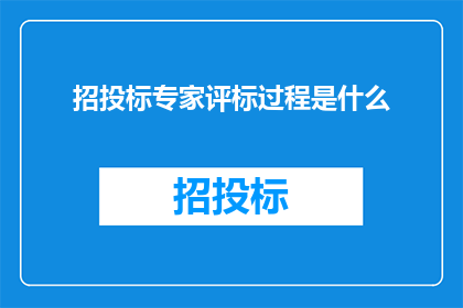 招投标专家评标过程是什么