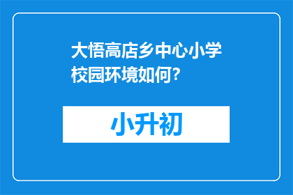 大悟高店乡中心小学校园环境如何？