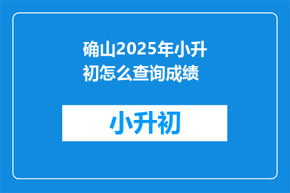 确山2025年小升初怎么查询成绩