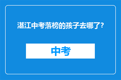 湛江中考落榜的孩子去哪了？