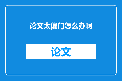 论文太偏门怎么办啊