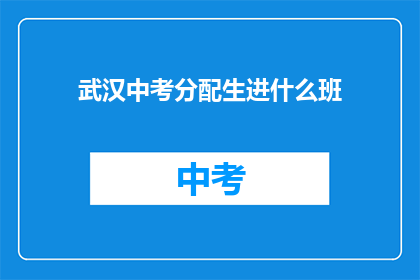 武汉中考分配生进什么班