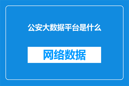 公安大数据平台是什么