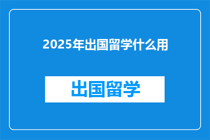 2025年出国留学什么用