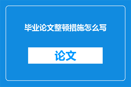 毕业论文整顿措施怎么写