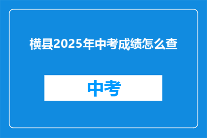 横县2025年中考成绩怎么查