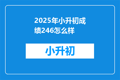 2025年小升初成绩246怎么样