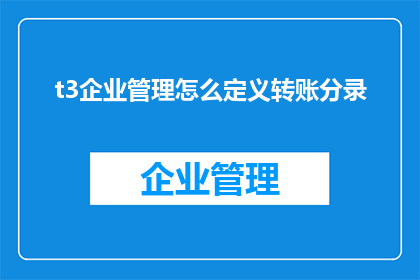 t3企业管理怎么定义转账分录