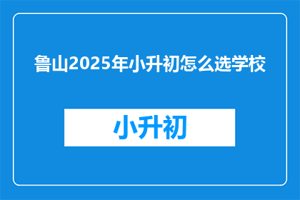 鲁山2025年小升初怎么选学校