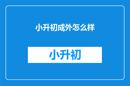 小升初成外怎么样