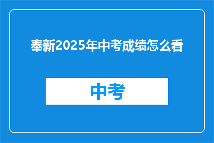 奉新2025年中考成绩怎么看