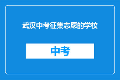 武汉中考征集志愿的学校