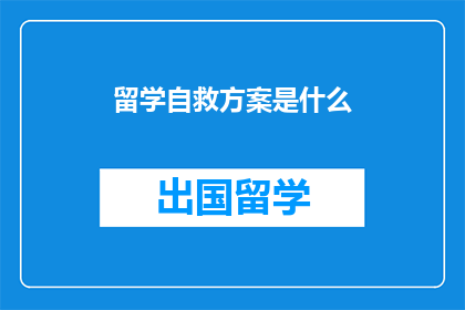 留学自救方案是什么