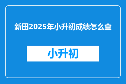 新田2025年小升初成绩怎么查