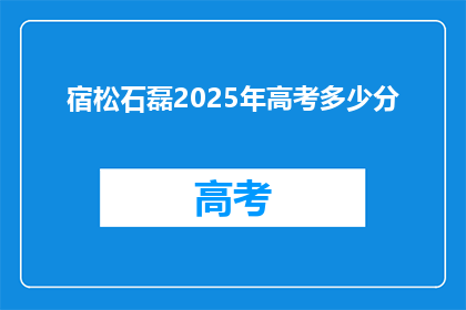 宿松石磊2025年高考多少分