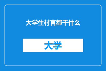 大学生村官都干什么