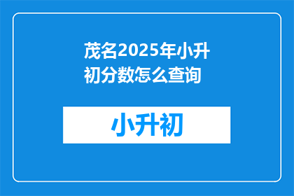 茂名2025年小升初分数怎么查询