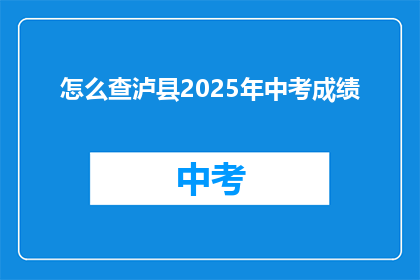 怎么查泸县2025年中考成绩