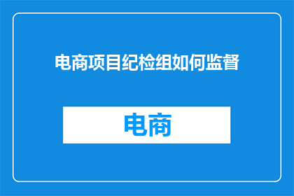 电商项目纪检组如何监督