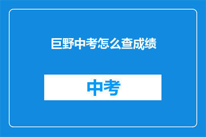 巨野中考怎么查成绩