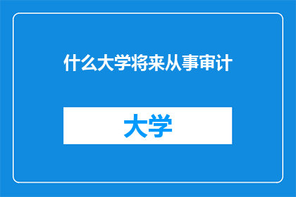 什么大学将来从事审计