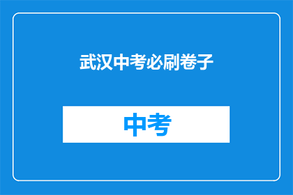 武汉中考必刷卷子