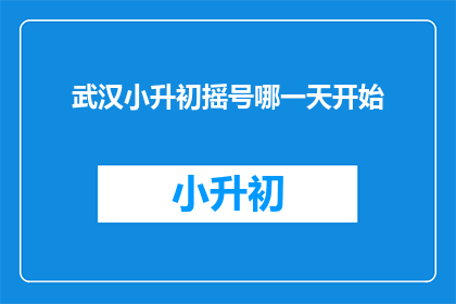 武汉小升初摇号哪一天开始