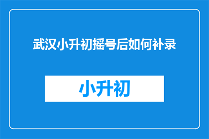 武汉小升初摇号后如何补录