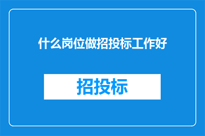 什么岗位做招投标工作好