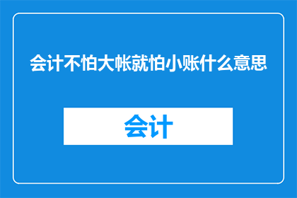 会计不怕大帐就怕小账什么意思