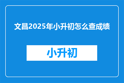 文昌2025年小升初怎么查成绩