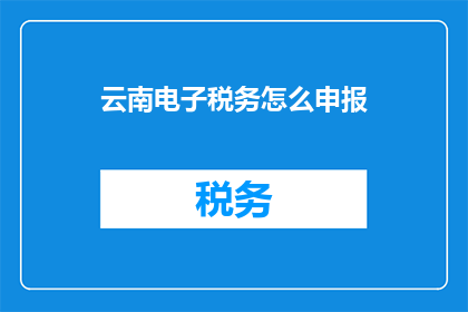 云南电子税务怎么申报