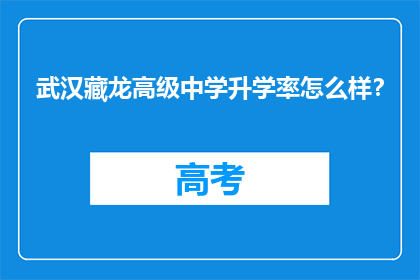 武汉藏龙高级中学升学率怎么样？
