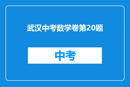 武汉中考数学卷第20题