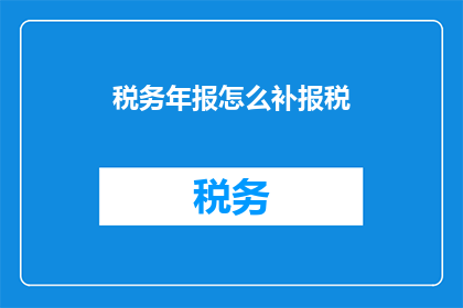 税务年报怎么补报税