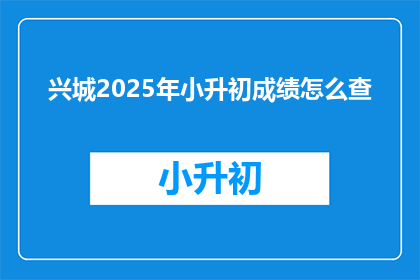 兴城2025年小升初成绩怎么查