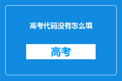 高考代码没有怎么填