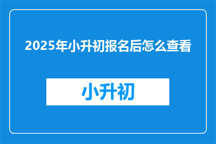 2025年小升初报名后怎么查看