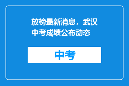 放榜最新消息，武汉中考成绩公布动态