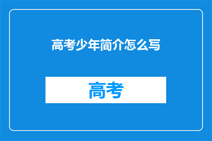 高考少年简介怎么写