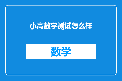 小高数学测试怎么样