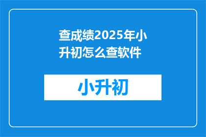 查成绩2025年小升初怎么查软件