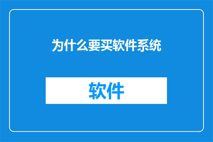 为什么要买软件系统