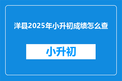 洋县2025年小升初成绩怎么查