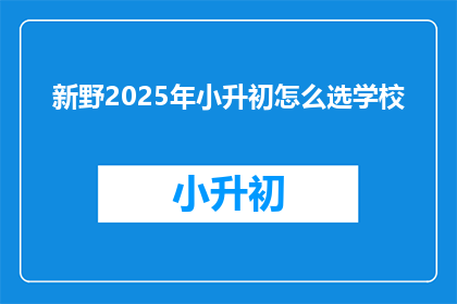 新野2025年小升初怎么选学校