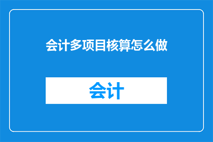 会计多项目核算怎么做
